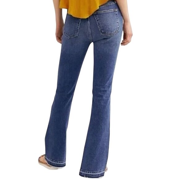 Free People Emmy Split Hem Bootcut Jeans Button Fly High Rise Frayed Hems 28 - Picture 2 of 12